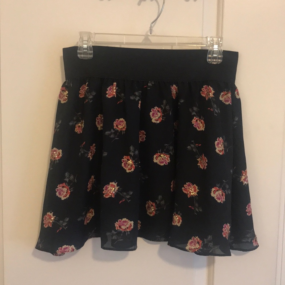 Navy Floral Skirt